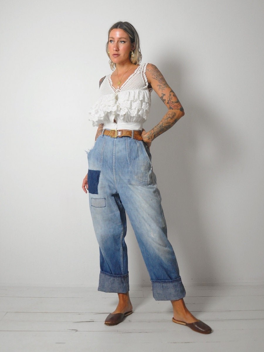 1950's Strong Reliable Side Zip Jeans 30x29