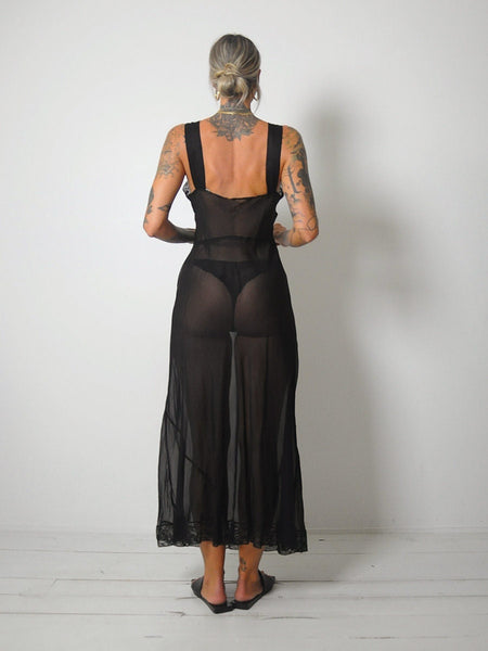 1950's Black Bias Slip Dress