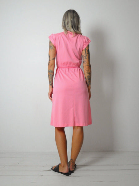 1980's Pink Jersey Shirt Dress