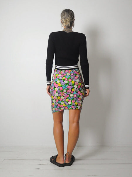 90's Bubble Knit Floral skirt