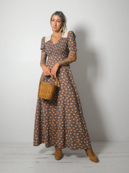 1970's Calico Floral Dress