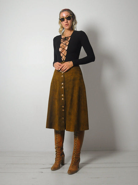 1970's Chestnut Suede Skirt