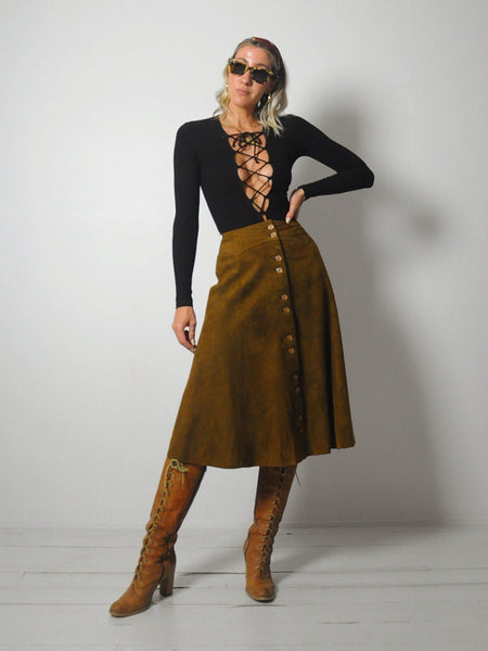 1970's Chestnut Suede Skirt