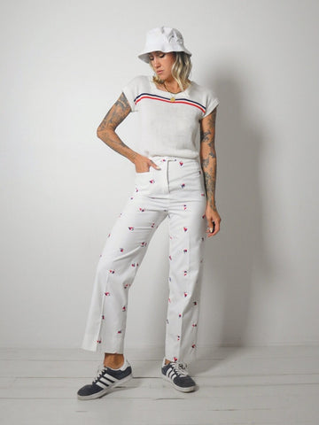 Sailboat Embroidered Trousers 26x29