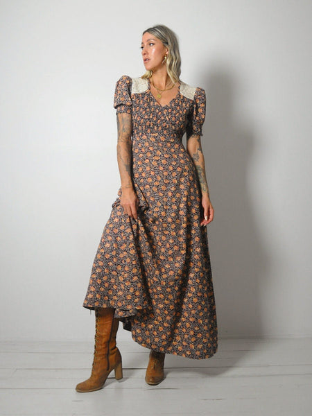 1970's Calico Floral Dress