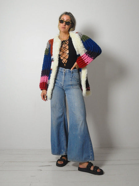 1970's Rainbow Crochet Cardigan