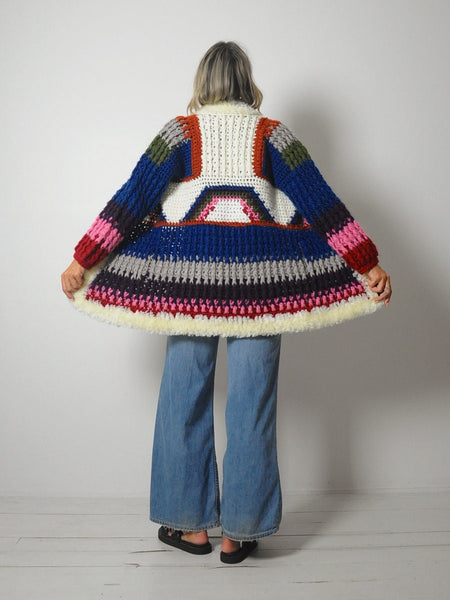 1970's Rainbow Crochet Cardigan