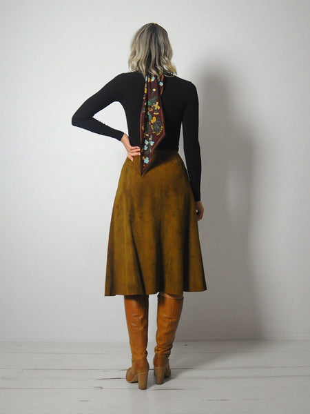 1970's Chestnut Suede Skirt