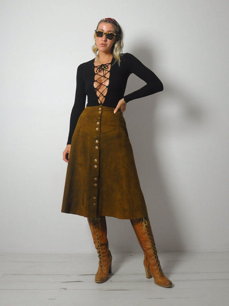 1970's Chestnut Suede Skirt