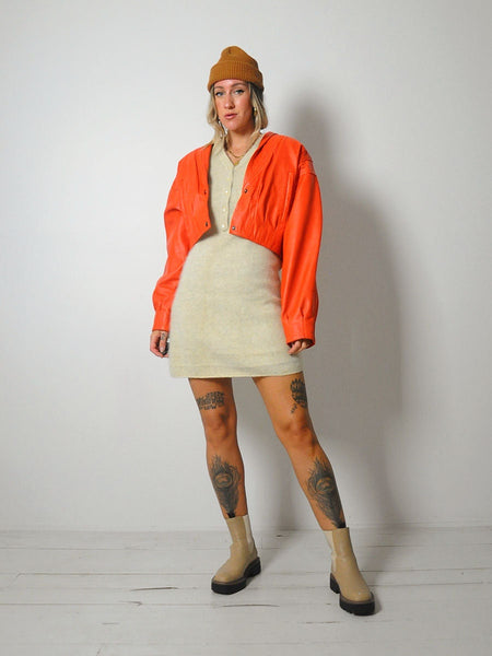 Tangerine Leather Bomber