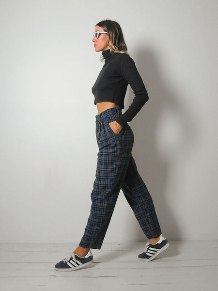 1980's Italian Plaid Trousers 26x29