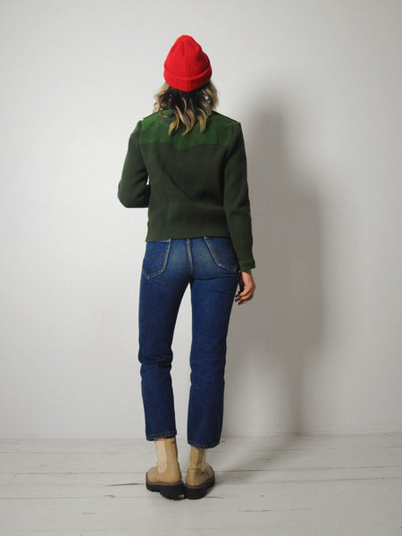 1970's Forest Suede Knit Jacket
