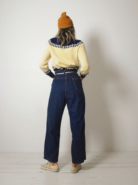 1950's Indigo Side Zip Jeans 30x26.5