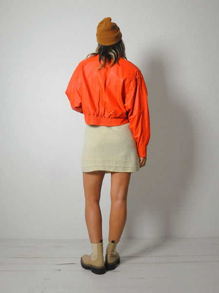 Tangerine Leather Bomber