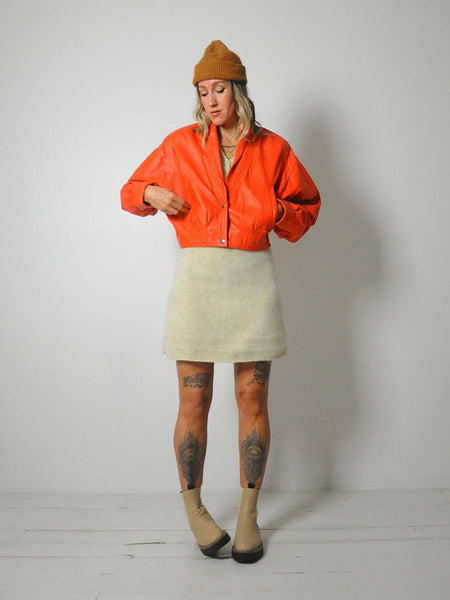 Tangerine Leather Bomber