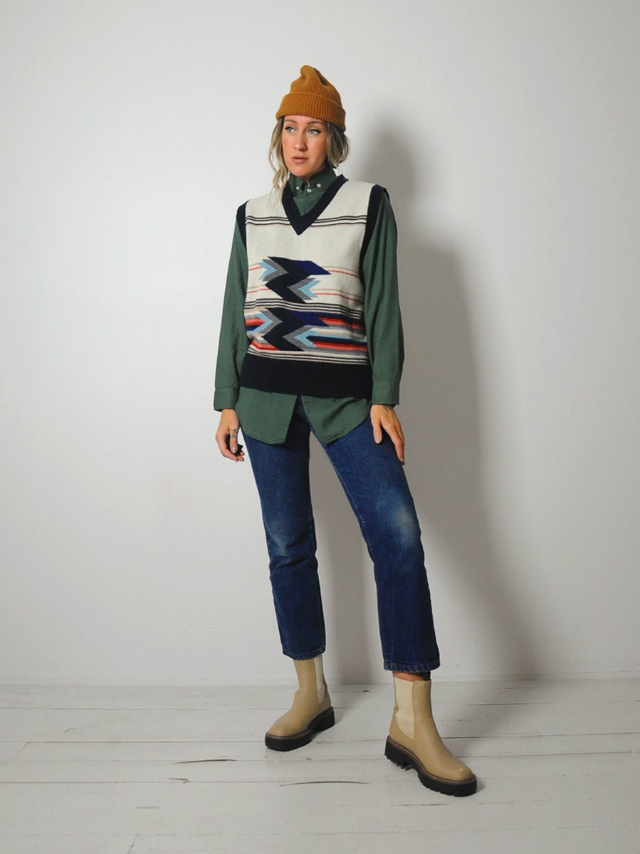 1970's Geo Striped Sweater Vest