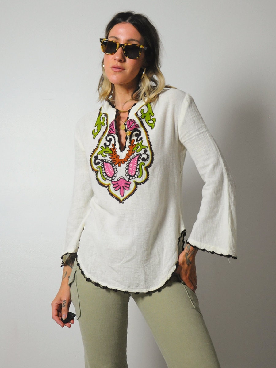 1970's Botanical Embroidered Tunic