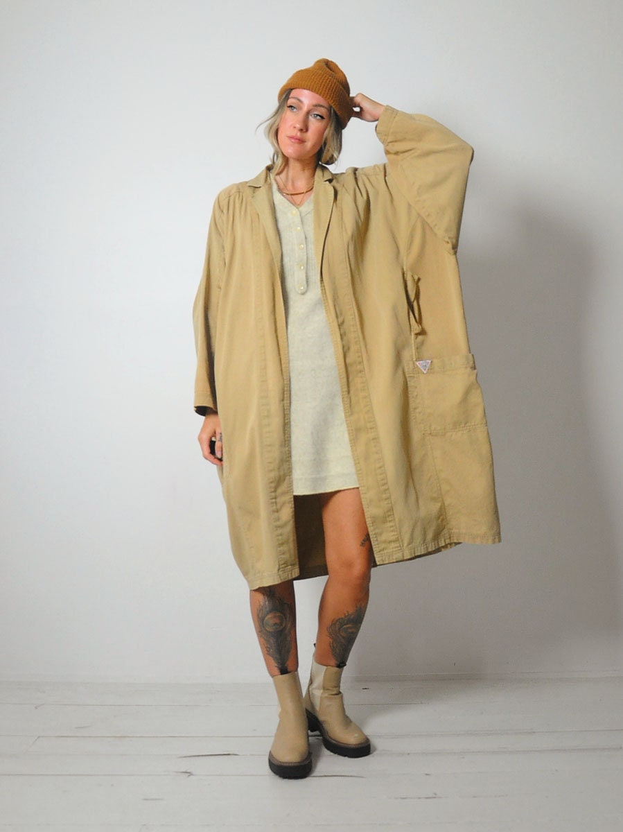 Draped Cotton Camel Duster