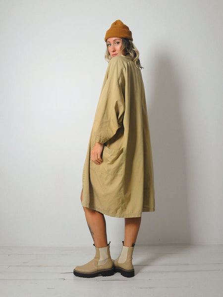 Draped Cotton Camel Duster