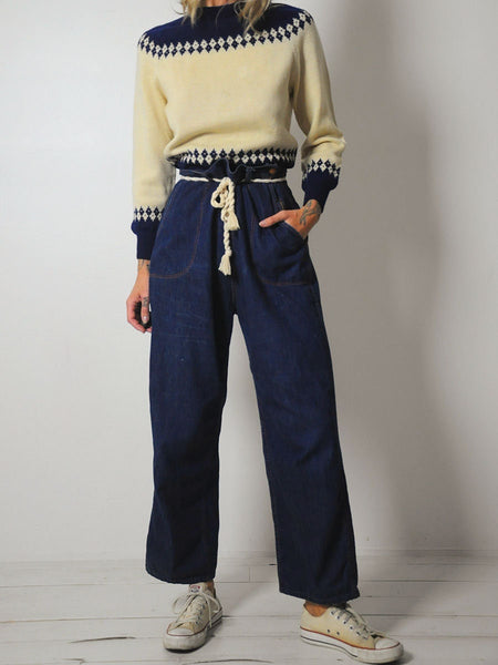 1950's Indigo Side Zip Jeans 30x26.5