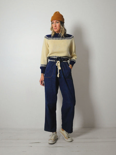 1950's Indigo Side Zip Jeans 30x26.5