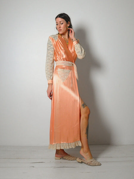 1920's Silk Satin Wrap Dress