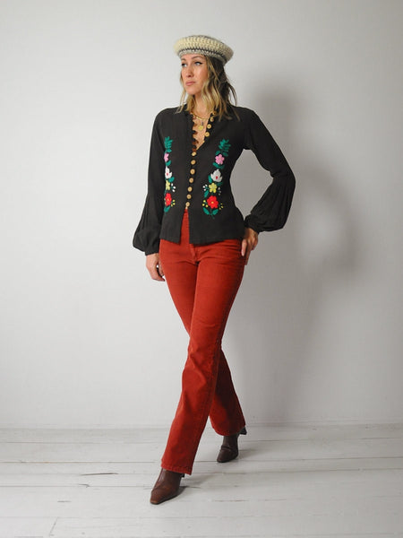 1970's India Gauze Floral Blouse
