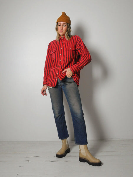1980's Red Striped Flannel
