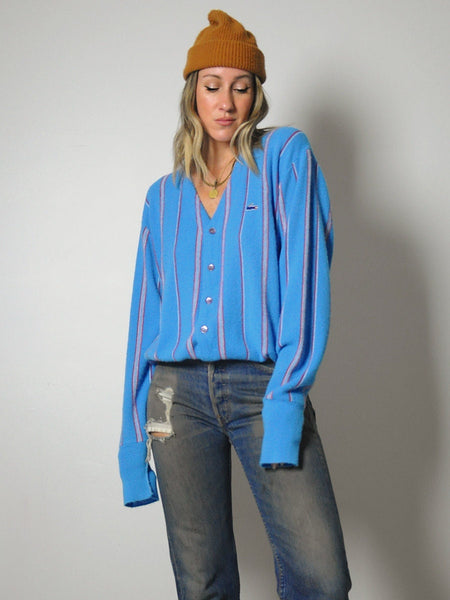 1980's Pinstriped Lacoste Cardigan