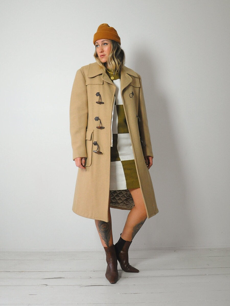 70's Quilted Wool Peacoat