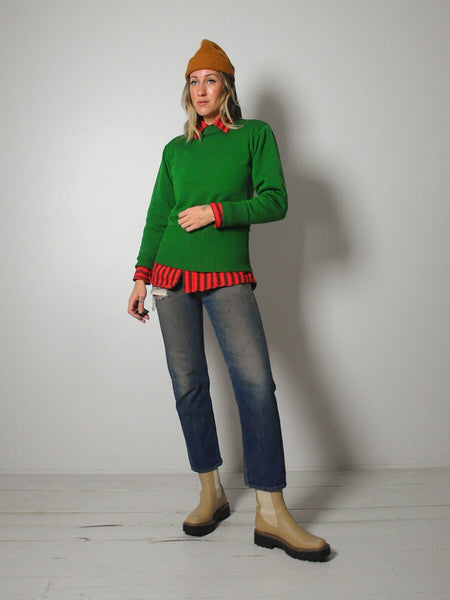 1940's Kelly Green Boatneck Sweater