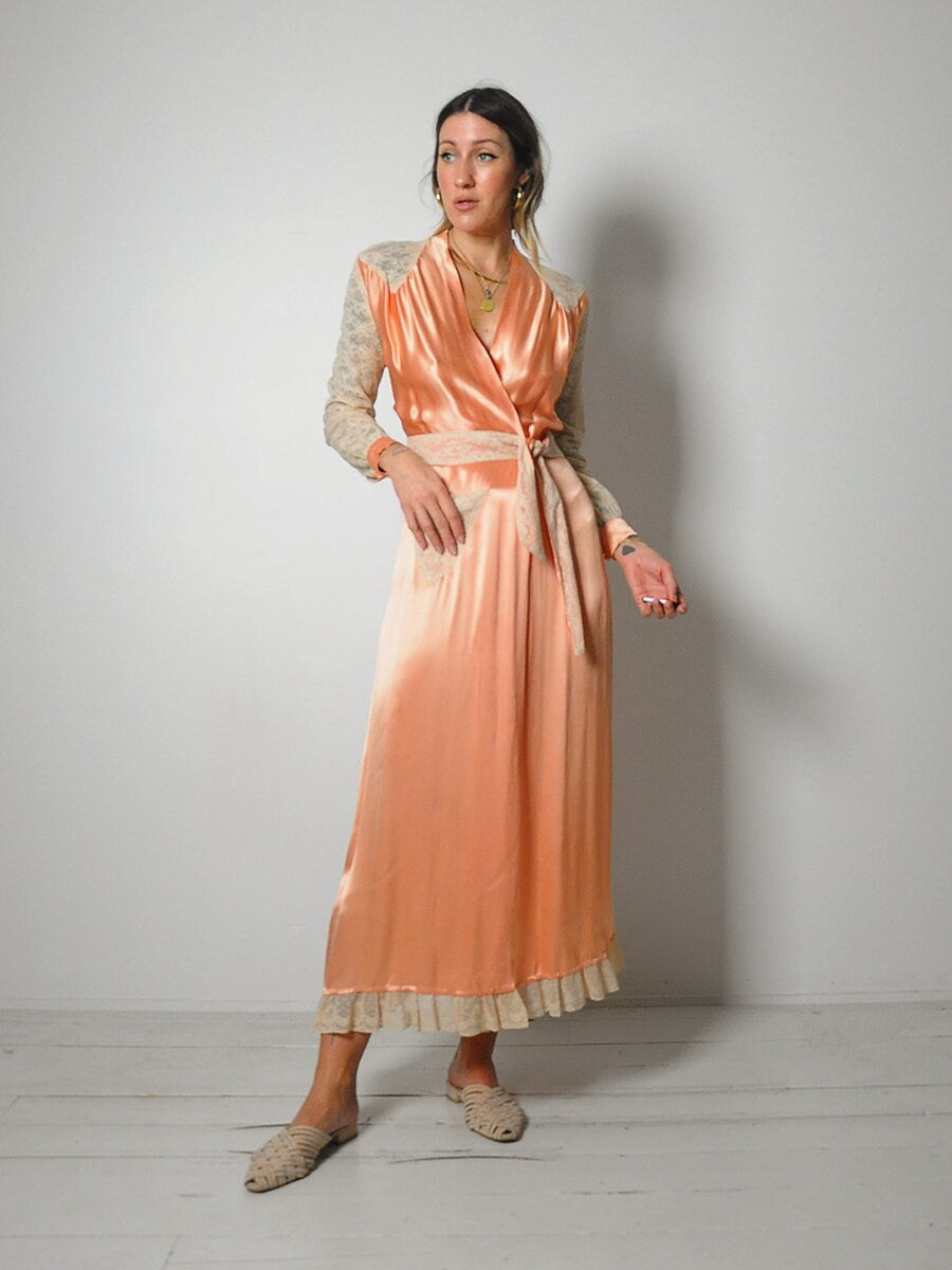 1920's Silk Satin Wrap Dress