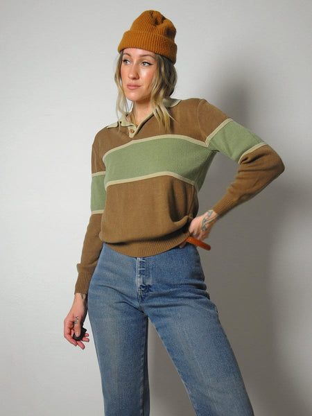 1980's Earth Tone Polo Sweater
