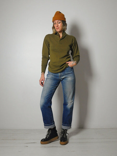 1970's Olive Military Issue Wool Thermal