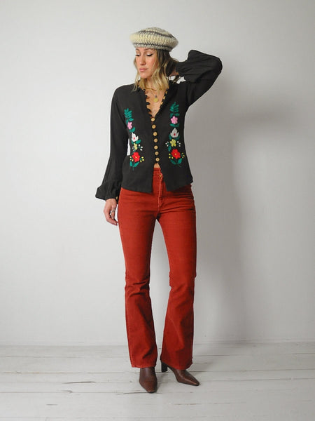 1970's India Gauze Floral Blouse