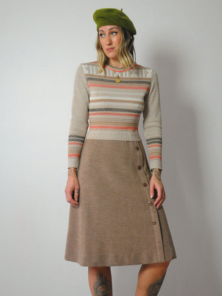 1970's Geo Striped Knit Dress