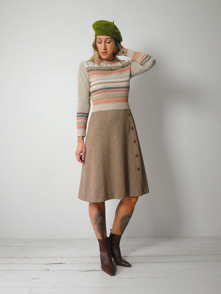 1970's Geo Striped Knit Dress