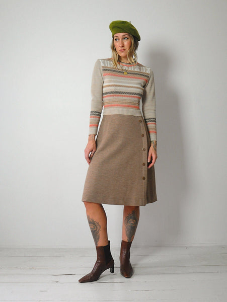 1970's Geo Striped Knit Dress