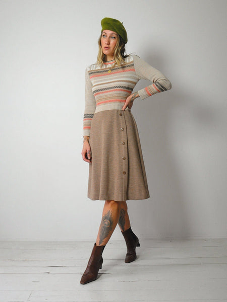 1970's Geo Striped Knit Dress
