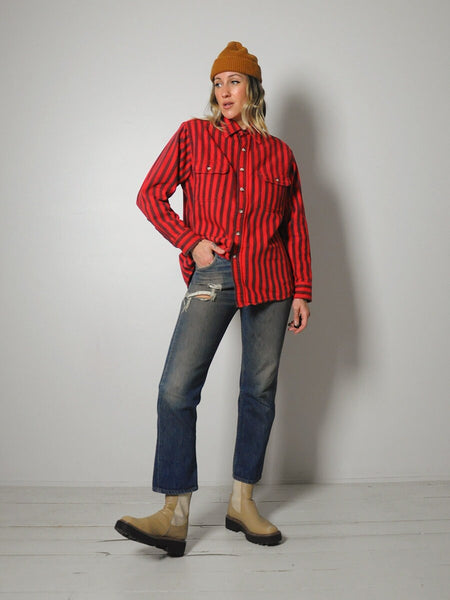 1980's Red Striped Flannel