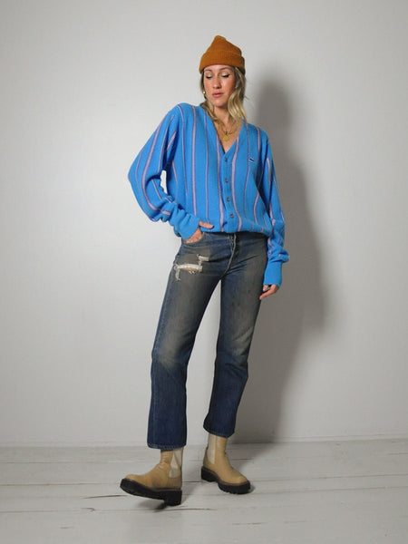 1980's Pinstriped Lacoste Cardigan