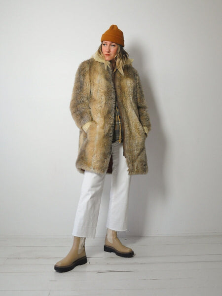 1970's Hooded Faux Fur Coat