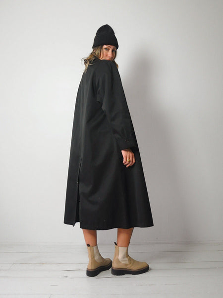 Wool Lined Black Trench Coat