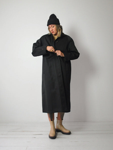 Wool Lined Black Trench Coat