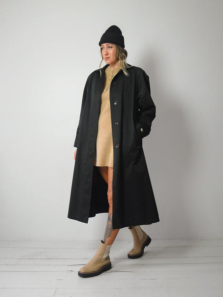 Wool Lined Black Trench Coat