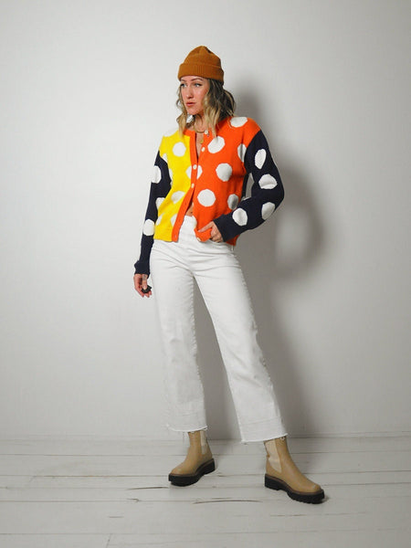 Colorblock Polka Dot Cardigan