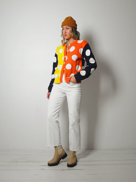 Colorblock Polka Dot Cardigan