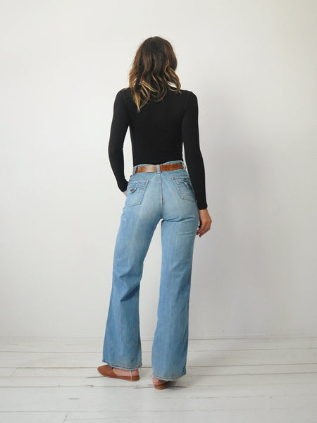 1970's Red Snap Bellbottom Jeans 28x32