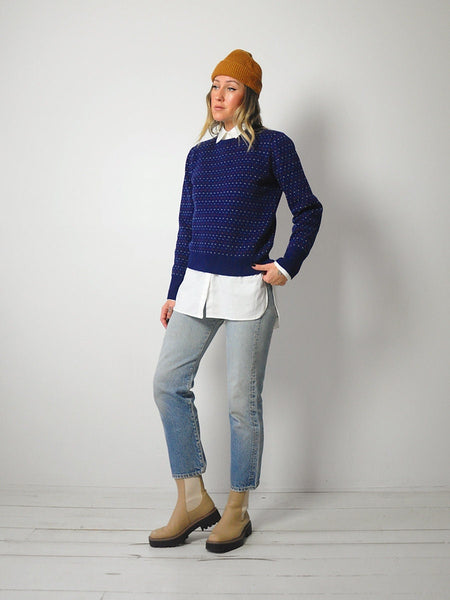 1980's Navy Dotted Sweater