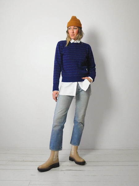1980's Navy Dotted Sweater